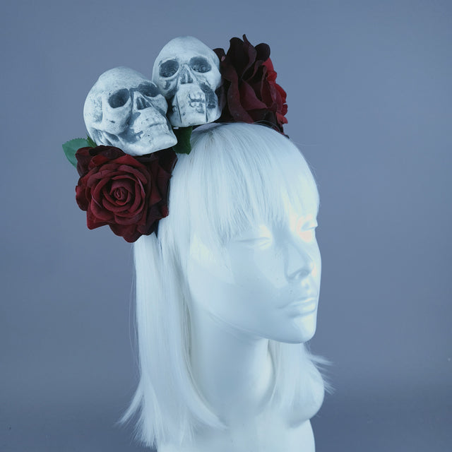 Skulls & Red Rose Headdress