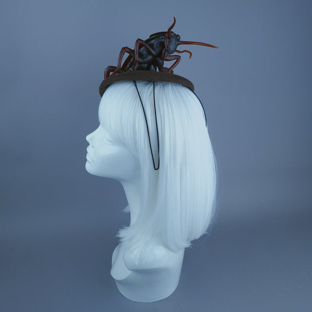 "Cucaracha" Brown Giant Cockroach Insect Bug Fascinator Hat