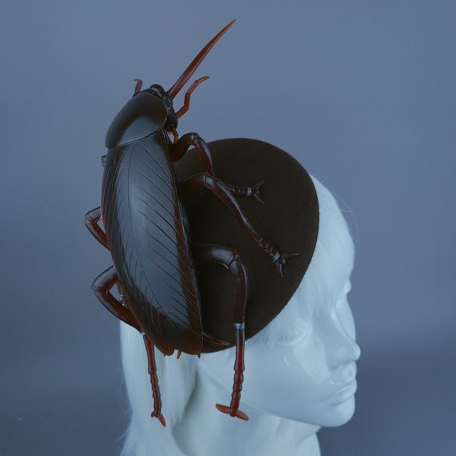 "Cucaracha" Brown Giant Cockroach Insect Bug Fascinator Hat