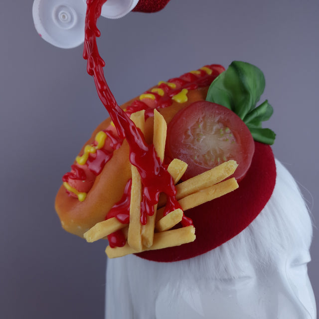 Summer Daze" Hotdog Tomato Sauce Fast Food Fascinator Hat