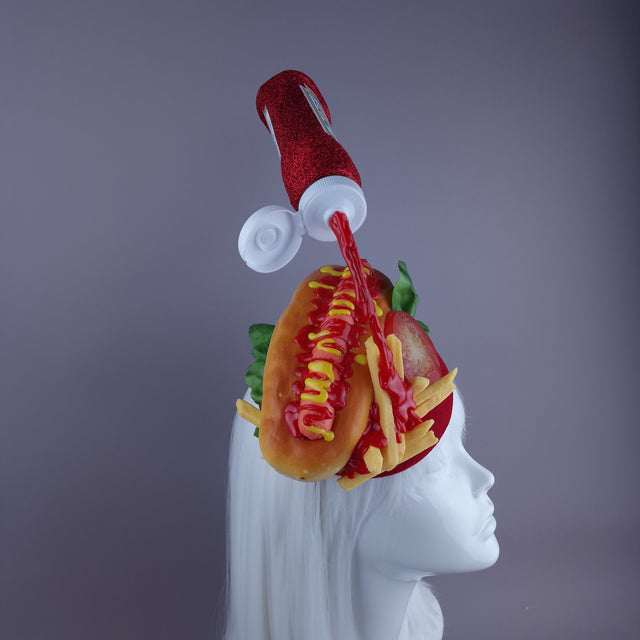 Summer Daze" Hotdog Tomato Sauce Fast Food Fascinator Hat