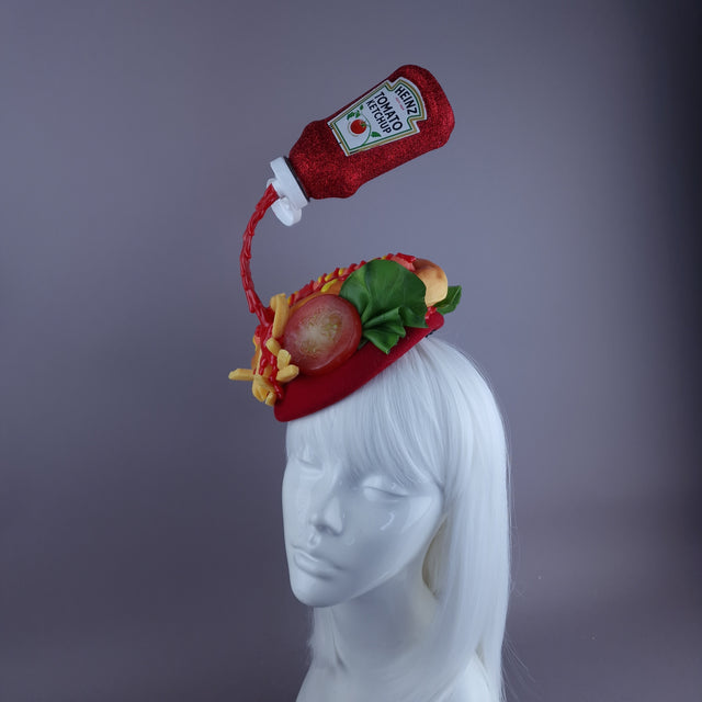 Summer Daze" Hotdog Tomato Sauce Fast Food Fascinator Hat