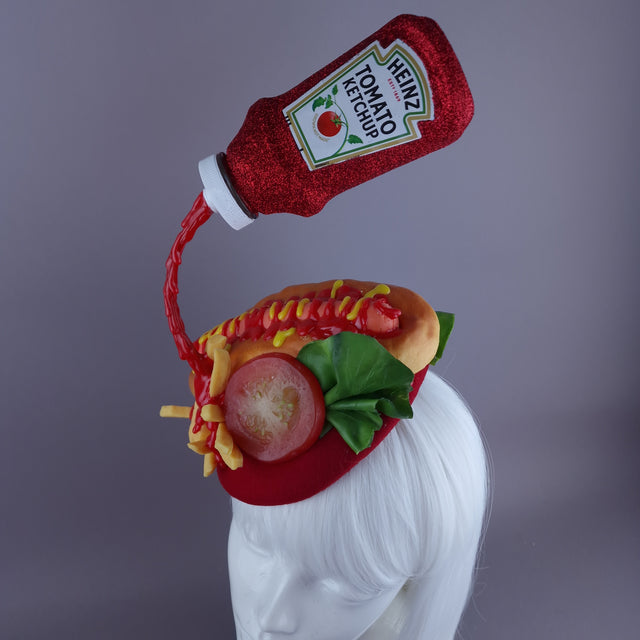 Summer Daze" Hotdog Tomato Sauce Fast Food Fascinator Hat