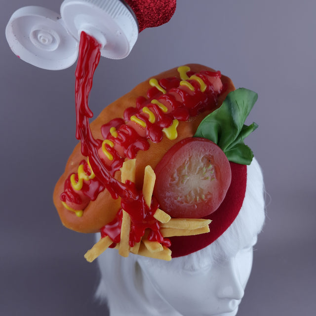 Summer Daze" Hotdog Tomato Sauce Fast Food Fascinator Hat