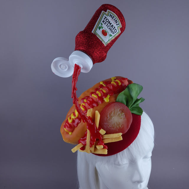 Summer Daze" Hotdog Tomato Sauce Fast Food Fascinator Hat