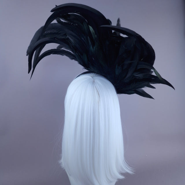 "Roo" Black Feather Headdress Fascinator Hat