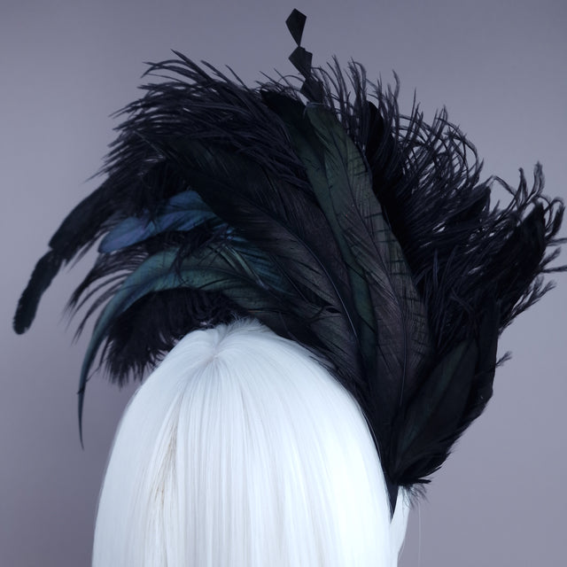 "Beyla" Black Feather Headdress