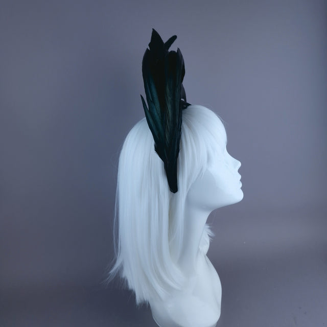"Valda" Black Feather Headdress