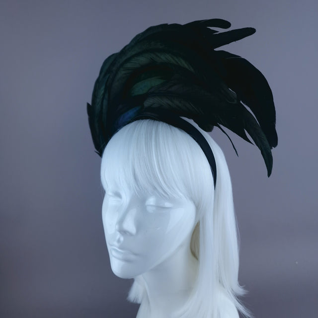 "Valda" Black Feather Headdress