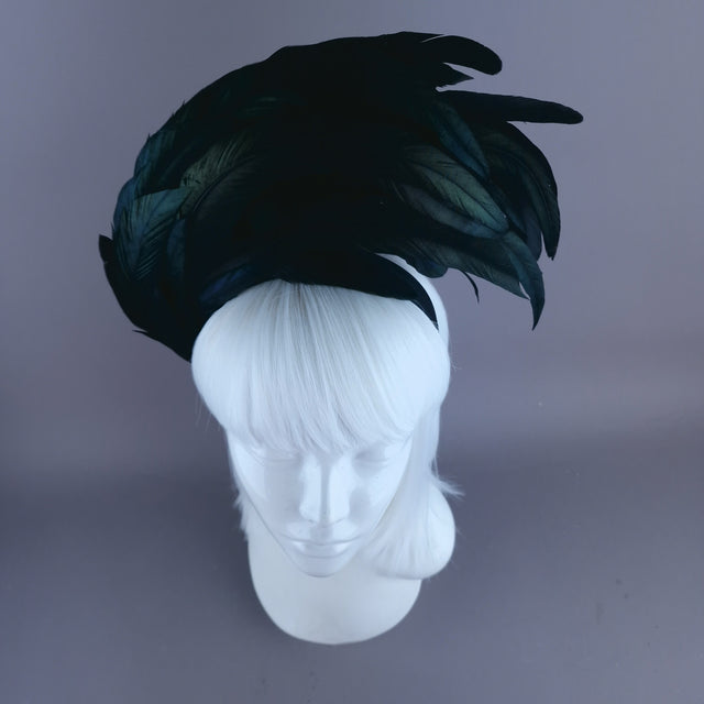 "Valda" Black Feather Headdress