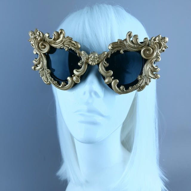 "Anaka" Gold Filigree Ornate Catseye Sunglasses