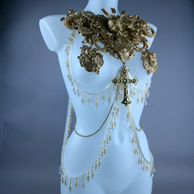 "Effrayéi" Gold Filigree Nipple Pasties & Beading Body Jewellery