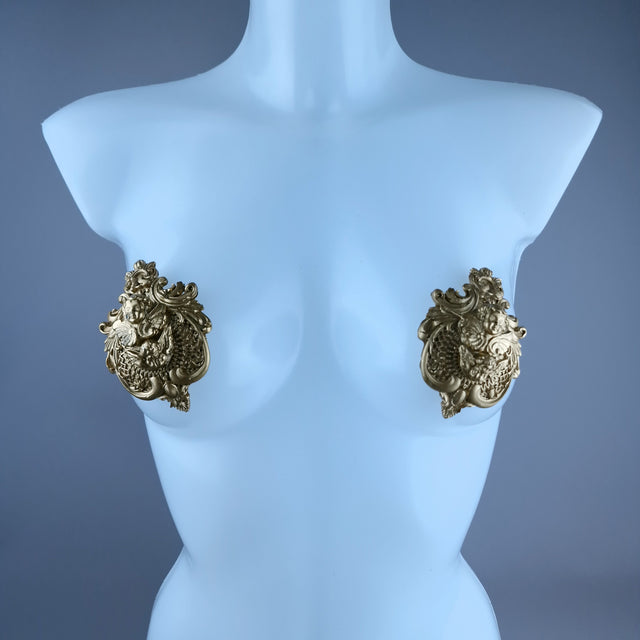 "Angeli
" Gold Filigree & Cherub Nipple Pasties
