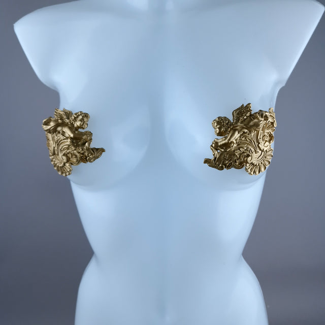"Divina" Gold Filigree & Cherub Nipple Pasties