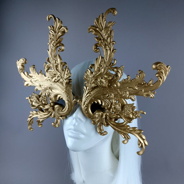 "Vila" Enormous OTT Gold Filigree Sunglasses Mask