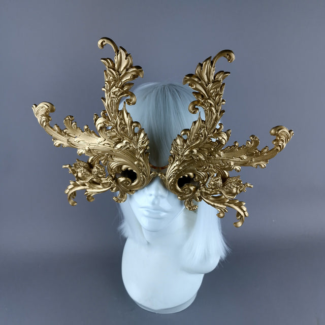 "Vila" Enormous OTT Gold Filigree Sunglasses Mask