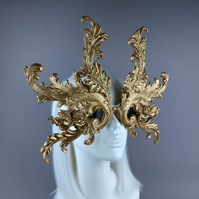 "Vila" Enormous OTT Gold Filigree Sunglasses Mask