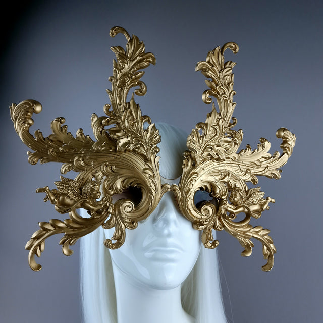 "Vila" Enormous OTT Gold Filigree Sunglasses Mask