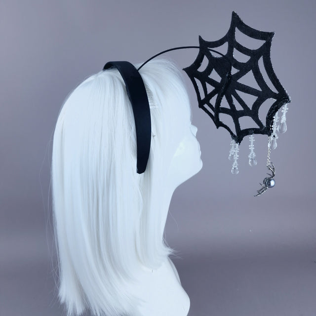 "Aranha" Silver Glitter Crystal Spider Web Cobweb Headpiece