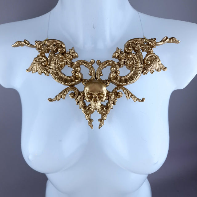 "Nujalik" Gold Skull & Filigree Neckpiece