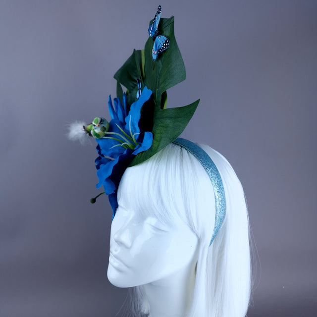 "Celastrina" Blue Flower, Bird & Butterfly Headdress