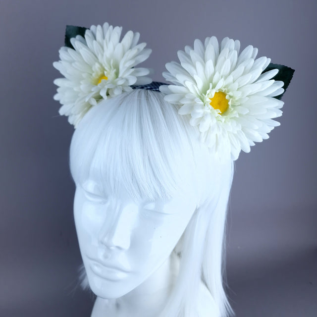 "Posy" White Flower Ear Headpiece