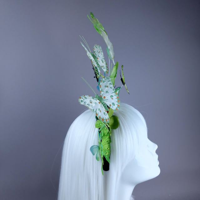 "Perhonen" Green Butterfly Headdress