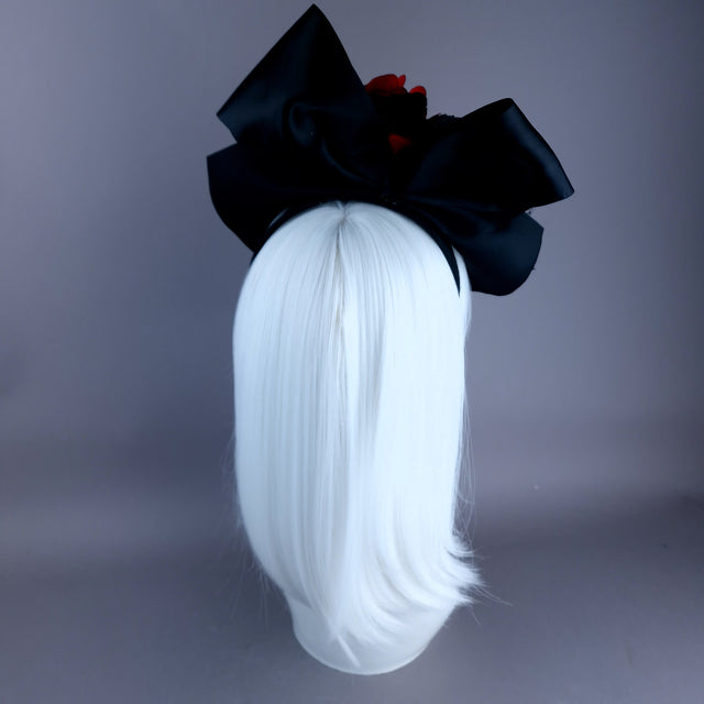 "Raizel" Red Rose Bow & Veil Headdress