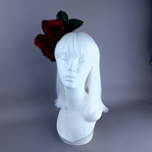 "Zaria" Red Rose Flower Headdress