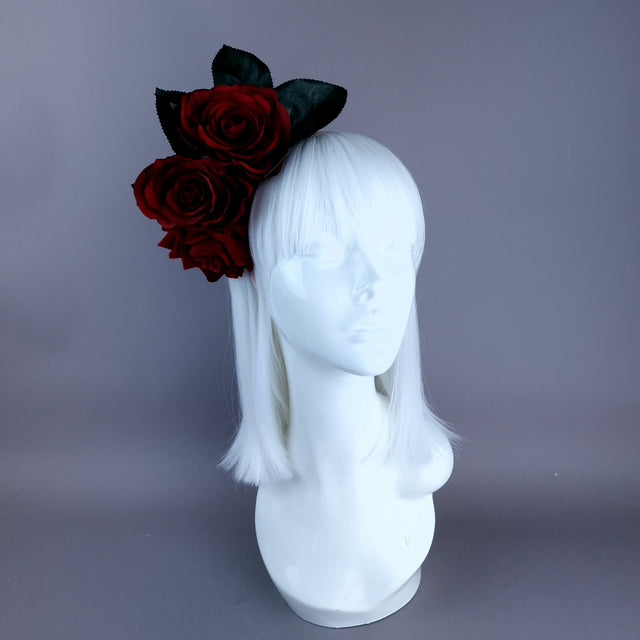"Zaria" Red Rose Flower Headdress