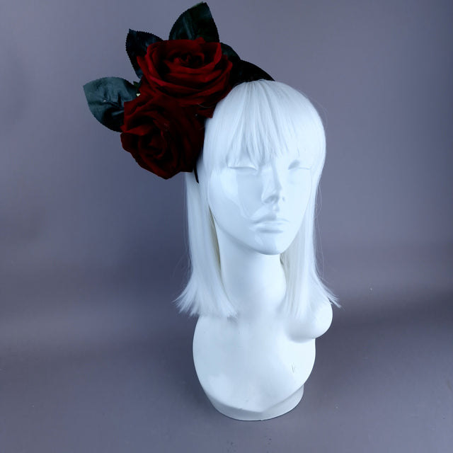 "Annora" Red Rose Flower Headdress