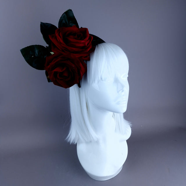 "Annora" Red Rose Flower Headdress