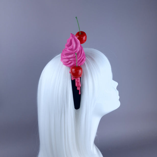 "Dessert" Pink Ice-cream & Cherries Headpiece