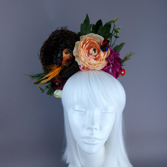 "Spring Has Sprung" Orange & Peach Birds Nest Flower Crown