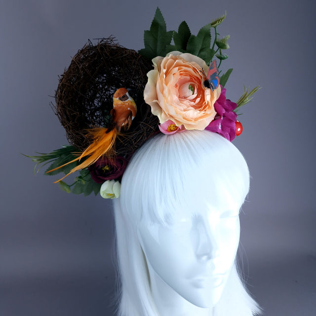 "Spring Has Sprung" Orange & Peach Birds Nest Flower Crown