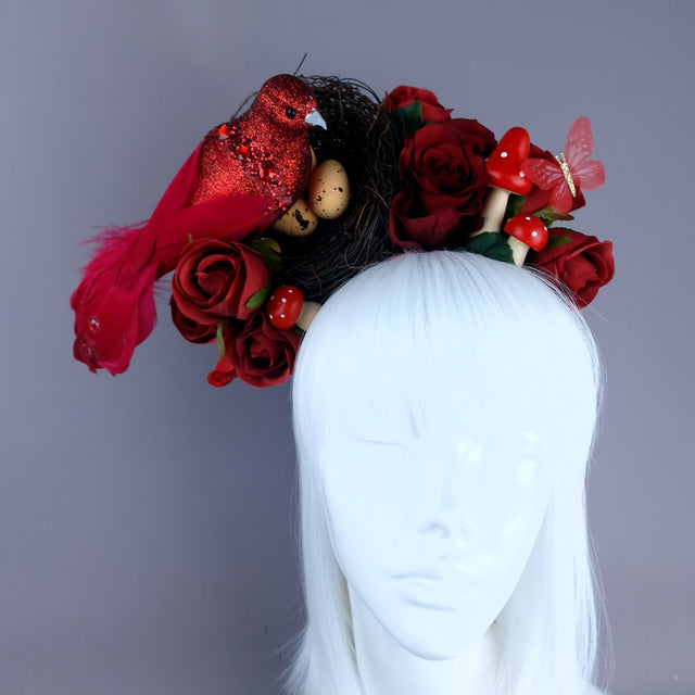 "Spring Has Sprung" Red Birds Nest Flower Crown