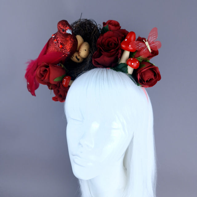 "Spring Has Sprung" Red Birds Nest Flower Crown