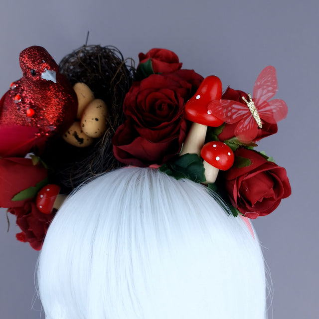 "Spring Has Sprung" Red Birds Nest Flower Crown