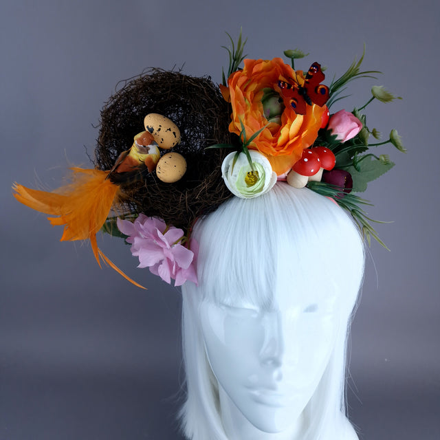 "Spring Has Sprung" Orange Birds Nest Flower Crown