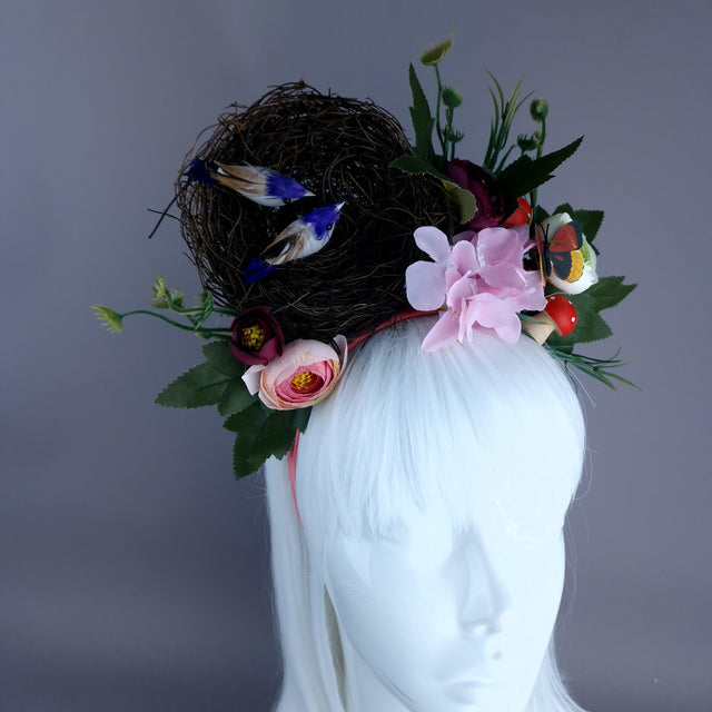"Spring Has Sprung" Pink & Purple Birds Nest Flower Crown