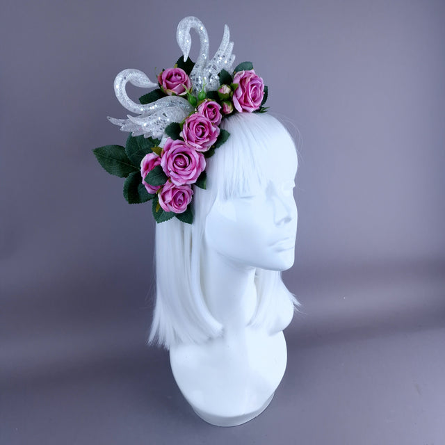"Avelina" Glitter Birds Pink Roses Crown