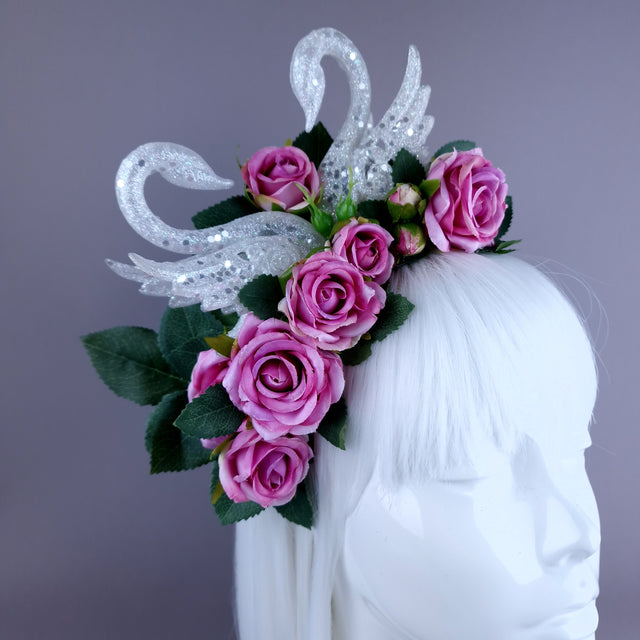 "Avelina" Glitter Birds Pink Roses Crown