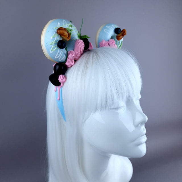 "Delish" Blue Donut Ear, Pink Icing, Blue Headband Headpiece