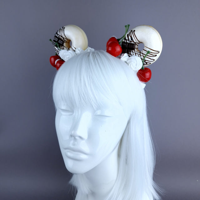 "Delish" White Donut Ear, White Icing, White Headband Headpiece