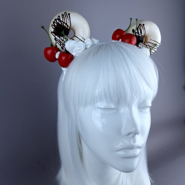 "Delish" White Donut Ear, White Icing, White Headband Headpiece