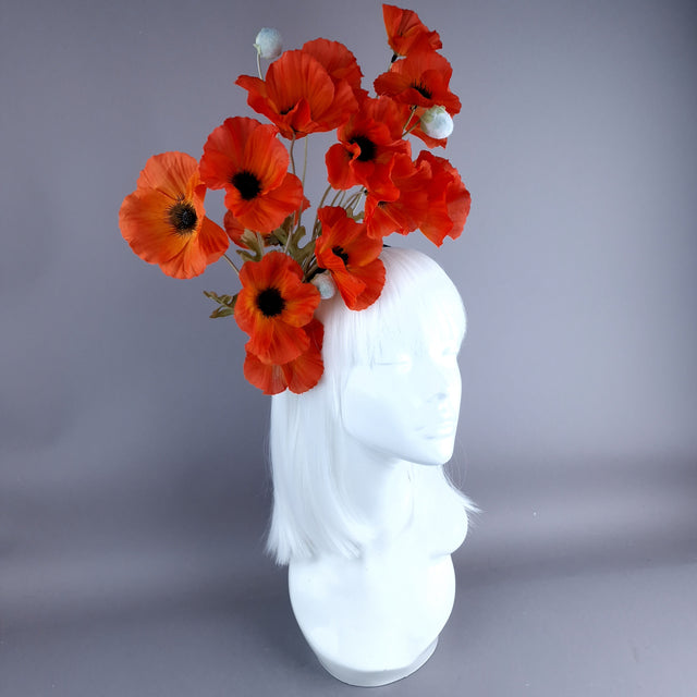 "Ketura" Orange Poppy Flower Headpiece