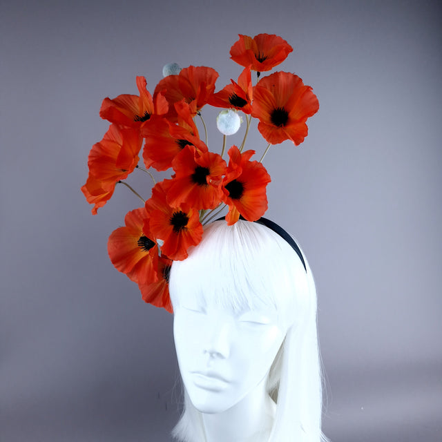 "Ketura" Orange Poppy Flower Headpiece