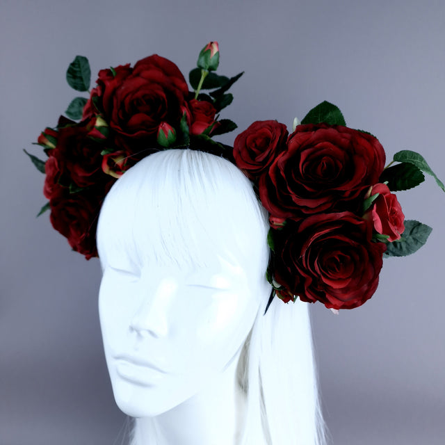 "Levana" Red Roses Flower Crown