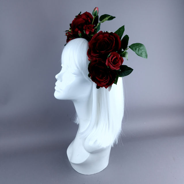 "Levana" Red Roses Flower Crown
