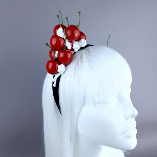 "Cheri" Cherry & Cream Headband Headpiece